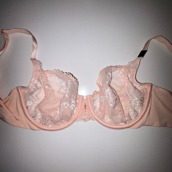 Victoria's Secret Peach Floral Lace Underwire Unlined Demi Bra Size 34D NWT - Picture 8 of 16